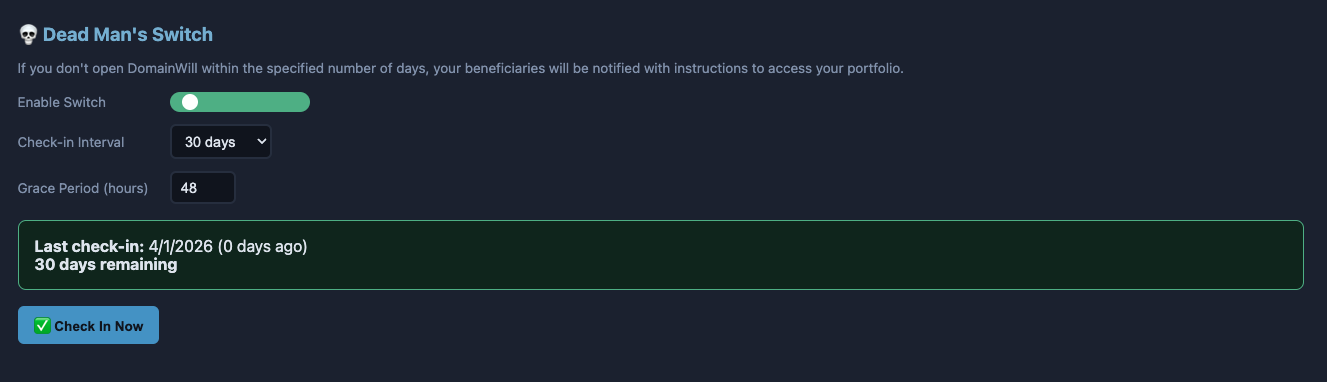 DomainWill Dead Man's Switch